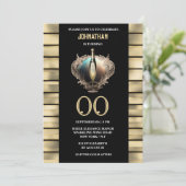 Invitation Elégante fête du vin mousseux en or noir (Debout devant)