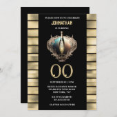 Invitation Elégante fête du vin mousseux en or noir (Devant / Derrière)