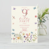 Invitation Élégante fête Fleur sauvage Floral 9e anniversaire (Debout devant)