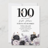 Invitation Elégante fête florale 100e anniversaire (Devant)