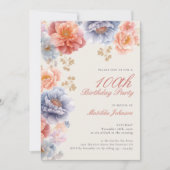Invitation Elégante fête florale 100e anniversaire (Devant)