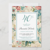 Invitation Elégante fête florale 40e anniversaire (Devant)