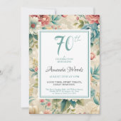 Invitation Elégante fête florale de 70e anniversaire (Devant)