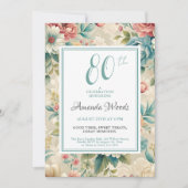 Invitation Elégante fête florale de 80e anniversaire (Devant)