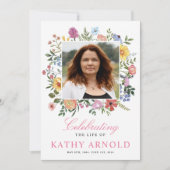 Invitation Élégante Fête Florale de la vie Photo commémorativ (Devant)