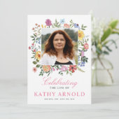 Invitation Élégante Fête Florale de la vie Photo commémorativ (Debout devant)