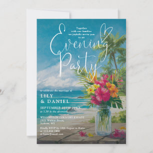 Invitation Élégante Fête Florale de Plage Océanique Tropicale
