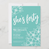 Invitation Élégante fête florale du 40e anniversaire (Devant)