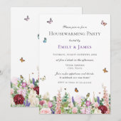 Invitation Élégante fête Florale du réchauffement de la maiso (Devant / Derrière)