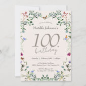 Invitation Élégante fête florale Fleur sauvage 100e anniversa (Devant)