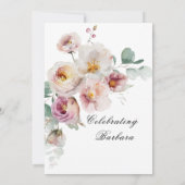 Invitation Elégante fête florale peinte 80e anniversaire (Dos)