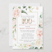 Invitation Élégante fête florale rose 100e anniversaire (Devant)
