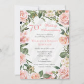 Invitation Élégante fête florale rose 70ème Mariage (Devant)