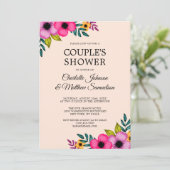 Invitation Élégante Fête Florale Rose-Blanc Moderne (Debout devant)