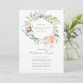 Invitation Élégante fête florale Rose de la vie funéraire (Debout devant)