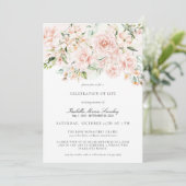 Invitation Élégante fête florale rose de la vie funéraire (Debout devant)