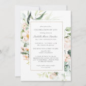 Invitation Élégante fête florale rose de la vie funéraire (Devant)