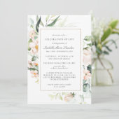 Invitation Élégante fête florale rose de la vie funéraire (Debout devant)