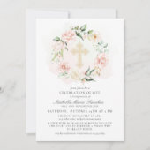 Invitation Élégante fête florale rose de la vie funéraire (Devant)