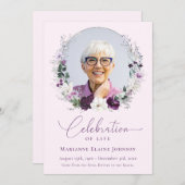 Invitation Élégante fête florale rose de Mémorial (Devant / Derrière)