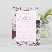 Invitation Élégante fête florale rose de Mémorial (Debout devant)