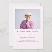 Invitation Élégante fête florale rose de Mémorial (Dos)