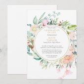 Invitation Elégante fête funéraire de la vie Florale (Devant / Derrière)