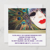 Invitation Élégante fête mascarade de Peacock violet (Dos)