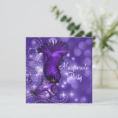 Invitation Élégante fête mascarade noire et violette (Debout devant)