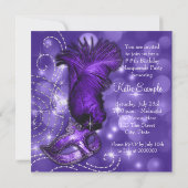 Invitation Élégante fête mascarade noire et violette (Dos)