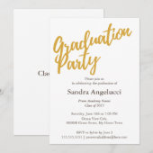 Invitation Élégante fête moderne Golden Graduation Party (Devant / Derrière)