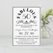 Invitation Élégante fête moderne noire et blanche Fifty fabul (Debout devant)