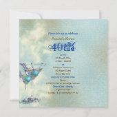 Invitation Élégante fête verte du 40e aqua (Dos)