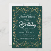 Invitation Élégante feuille d'or jalon Anniversaire Invitatio (Devant)