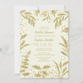 Invitation Elégante Feuille Parties scintillant  crème Fête d (Devant)