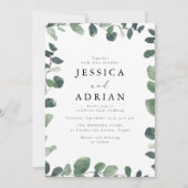 Invitation Elégante Feuille verte Bordure Mariage moderne (Devant)