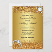 Invitation élégante fiançailles parties scintillant or chic (Dos)