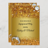 Invitation élégante fiançailles parties scintillant or chic (Devant / Derrière)