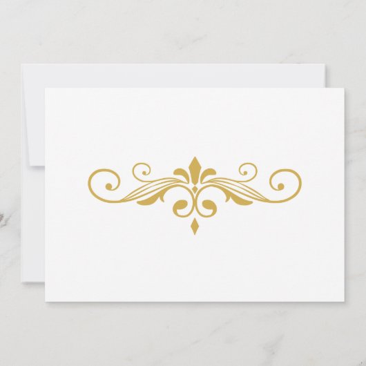 Invitation Élégante Filigree or sur blanc, Enregistrer la dat (Dos)