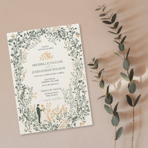 Invitation Élégante Filigree Vintage Florale Victorienne
