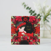 Invitation Élégante fille Baby shower Rose rouge Fleurs 2 (Debout devant)