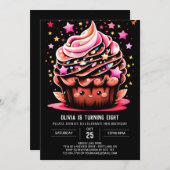 Invitation Elégante fille de gâteau numérique à l'anniversair (Devant / Derrière)