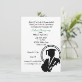 Invitation Élégante fille diplômée Silhouette Graduate (Debout devant)