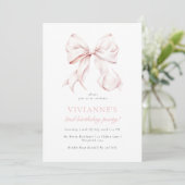 Invitation Élégante fille rose Bow 2e anniversaire (Debout devant)
