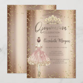 Invitation Elégante fille, Tiara, Diamonds Cooper Quinceañera (Devant / Derrière)