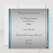 Invitation Elégante Fleur Bleue Blanc Argent 40e Anniversaire (Dos)