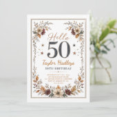 Invitation Élégante Fleur d'Automne 50e Anniversaire (Debout devant)