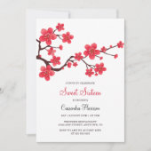 Invitation Elégante Fleur de cerise rouge Sakura Fleur Annive (Devant)
