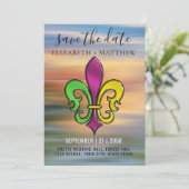 Invitation Elégante Fleur De Lis Colorée Conception Invitatio (Debout devant)