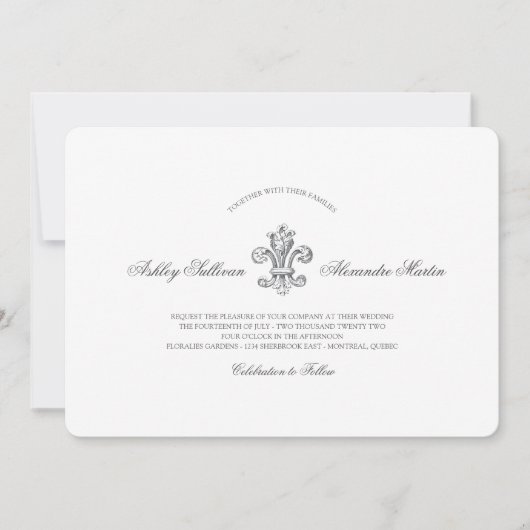 Invitation Elégante Fleur de Lis Mariage Combo 2 (Devant)